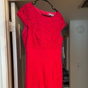 Bright pink cocktail dress with lace